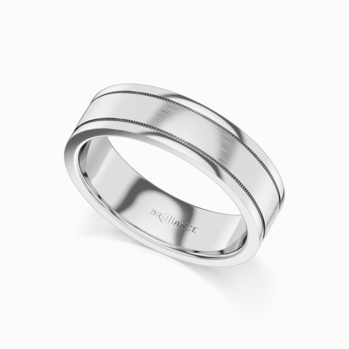 Mixed Finish Step Edge Milgrain Men's Wedding Ring in Cobalt (6 mm)