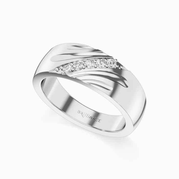 Old School Men's Diamond Wedding Ring in White Gold (8 mm)