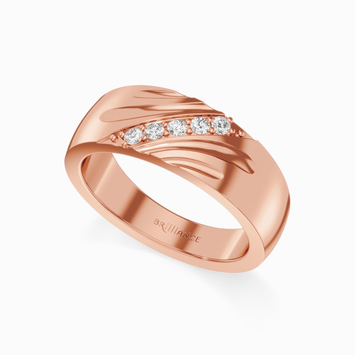 Old School Men's Diamond Wedding Ring in Rose Gold (8 mm)