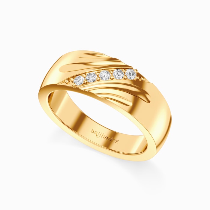 Old School Men's Diamond Wedding Ring in Yellow Gold (8 mm)