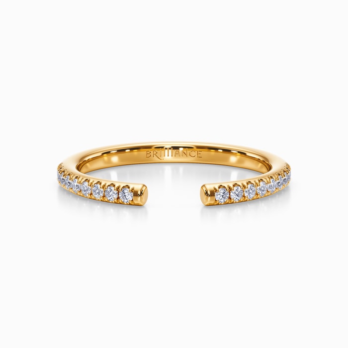 Open Pave Diamond Wedding Band in Yellow Gold