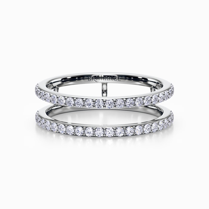 Pave Diamond Double Band Ring Enhancer in White Gold