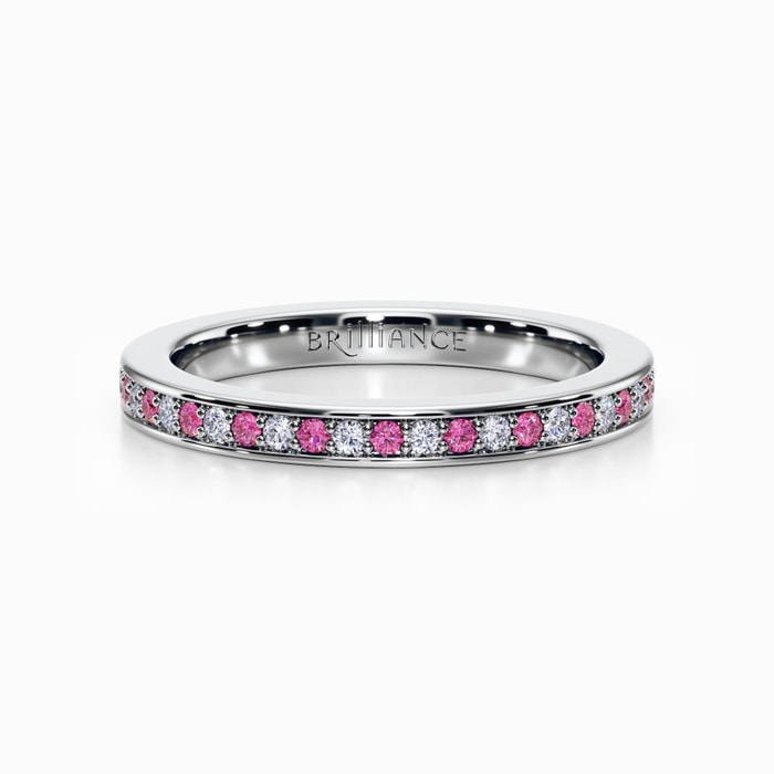 Pink Sapphire and Diamond Eternity Ring in White Gold