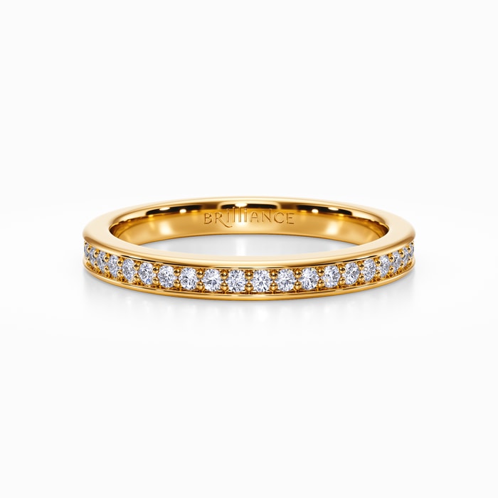 Pave Diamond Wedding Ring in Yellow Gold