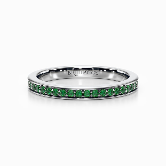 Pave Set Emerald Ring in Platinum