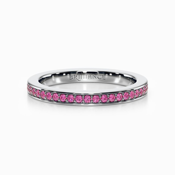 Pink Sapphire Eternity Band in White Gold