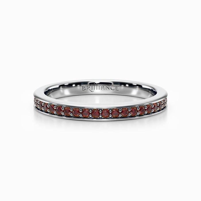 Pave Ruby Wedding Ring in White Gold 