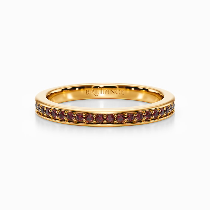 Pave Ruby Wedding Ring in Yellow Gold 