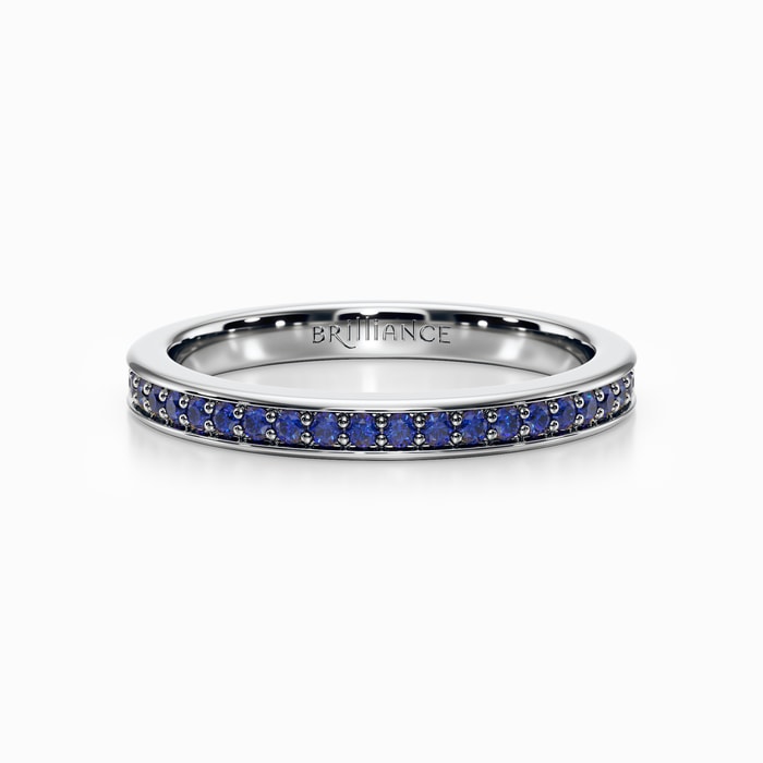 Sapphire Pave Wedding Ring in White Gold 