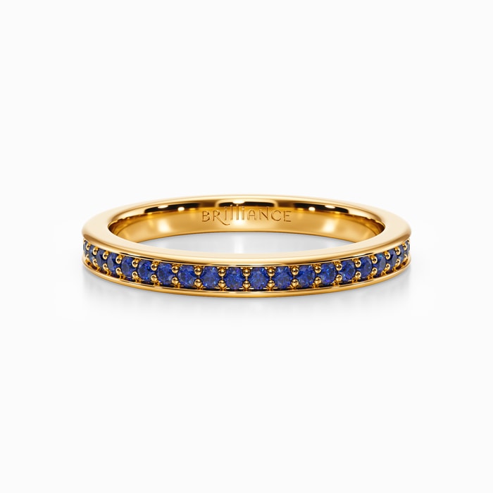 Sapphire Pave Wedding Ring in Yellow Gold