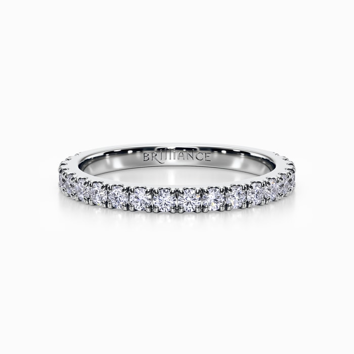 Petite Pave Diamond Wedding Ring in Platinum (0.48 Carat)