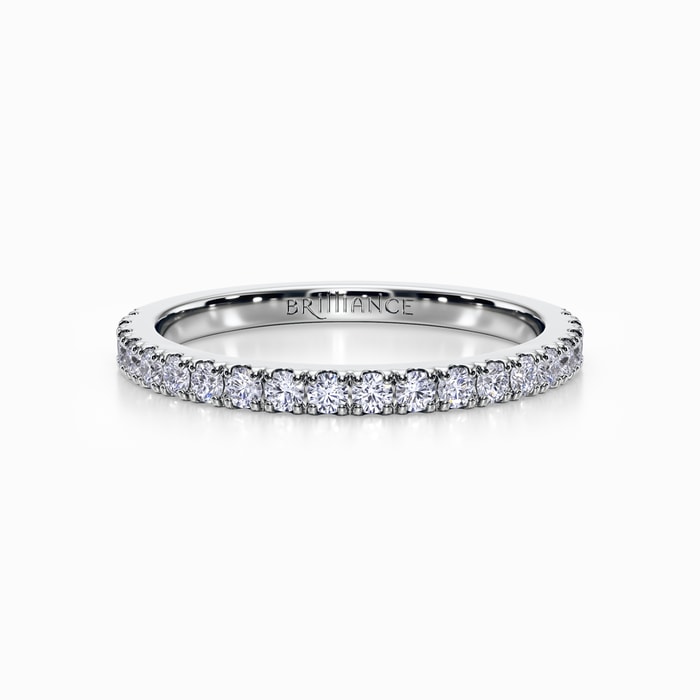 Petite Pave Diamond Wedding Ring in Platinum (0.32 Carat)