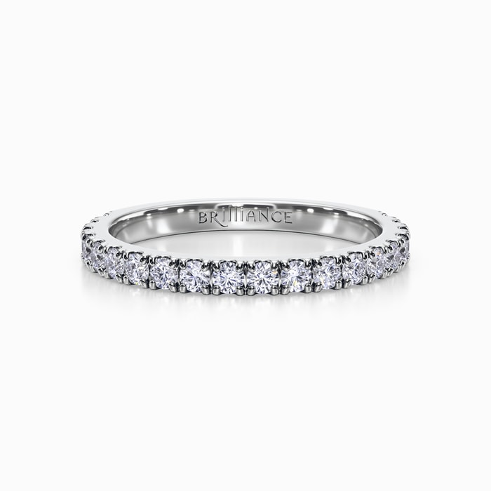 Petite Pave Diamond Wedding Ring in White Gold (0.48 Carat)