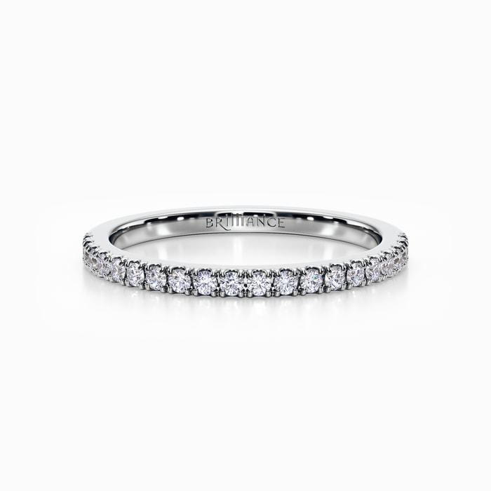 Petite Pave Diamond Wedding Ring in White Gold (0.24 Carat)
