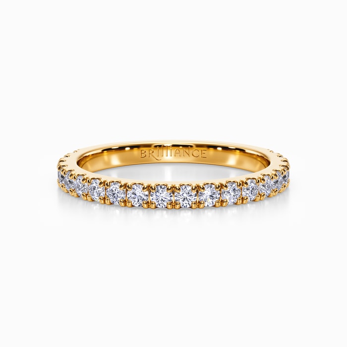 Petite Pave Diamond Wedding Ring in Yellow Gold (0.48 Carat)