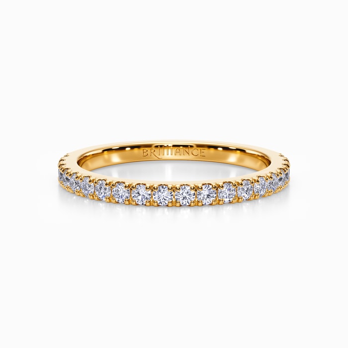 Petite Pave Diamond Wedding Ring in Yellow Gold (0.32 Carat)