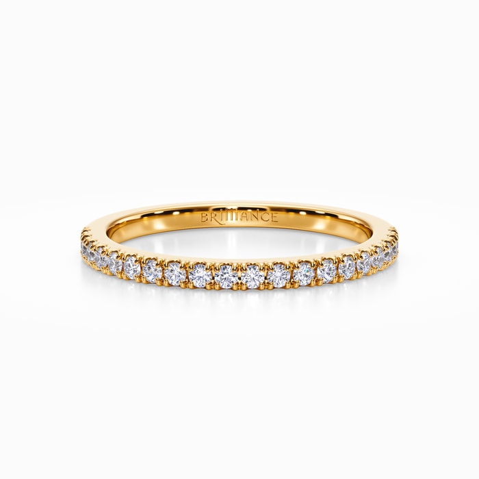 Petite Pave Diamond Wedding Ring in Yellow Gold (0.24 Carat)