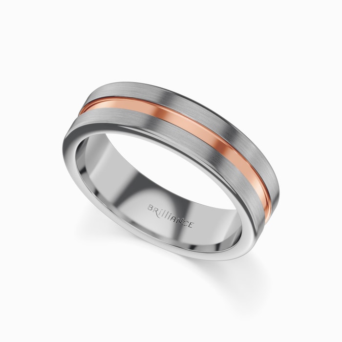 Men's Wedding Ring with Rose Gold Inlay in Tungsten (6 mm)