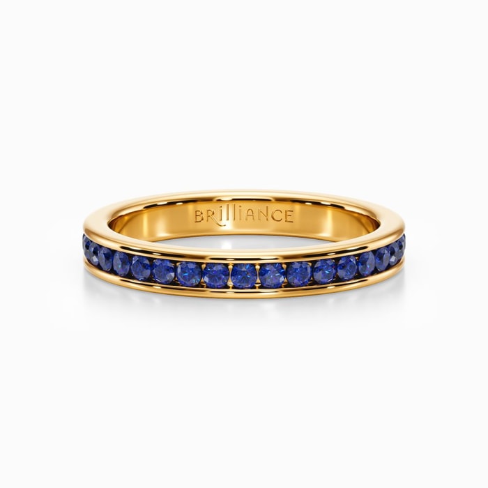 Channel Sapphire Eternity Ring in Yellow Gold