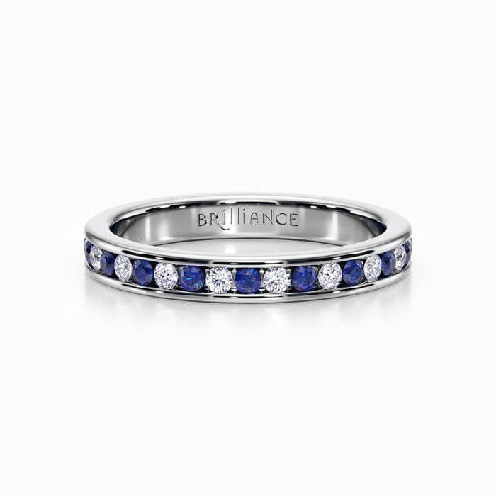 Diamond and Sapphire Eternity Ring in White Gold