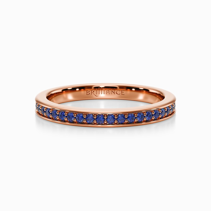 Sapphire Pave Wedding Ring in Rose Gold