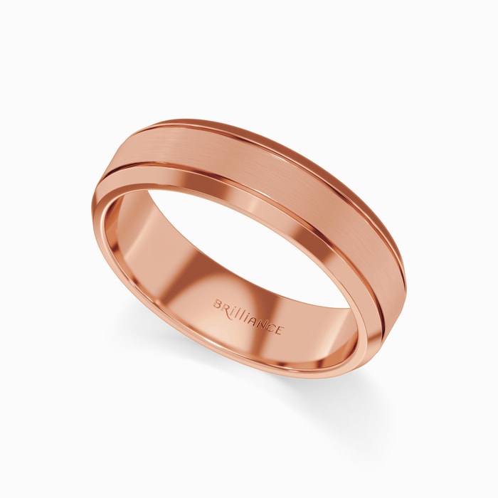 Beveled Men's Wedding Ring in Rose Gold (6 mm)