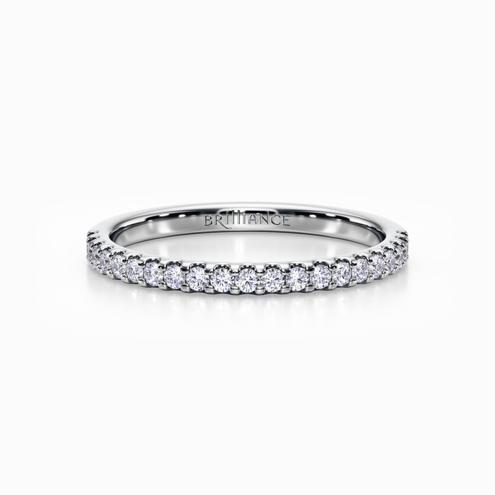 Scallop Diamond Wedding Ring in White Gold (0.21 Carat)