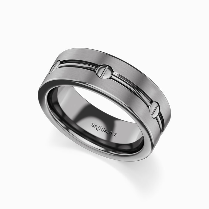 Screw Design Men's Wedding Ring in Titanium (8 mm)