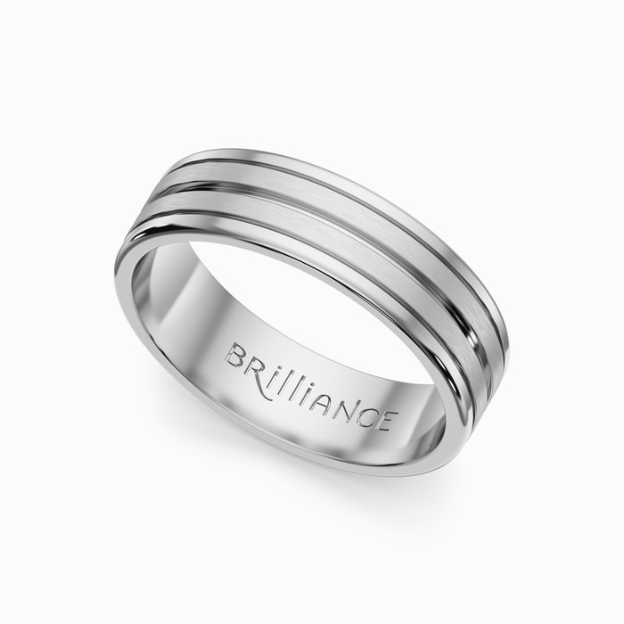 Ridge Mens Wedding Band In Satin Finish Platinum