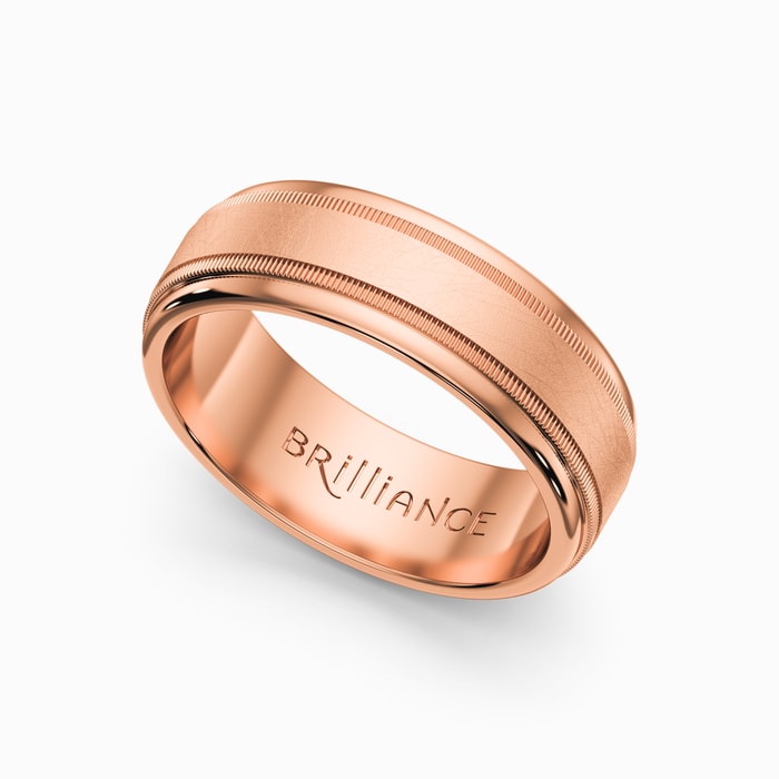 Mens Milgrain And Swirl Wedding Band In Rose Gold