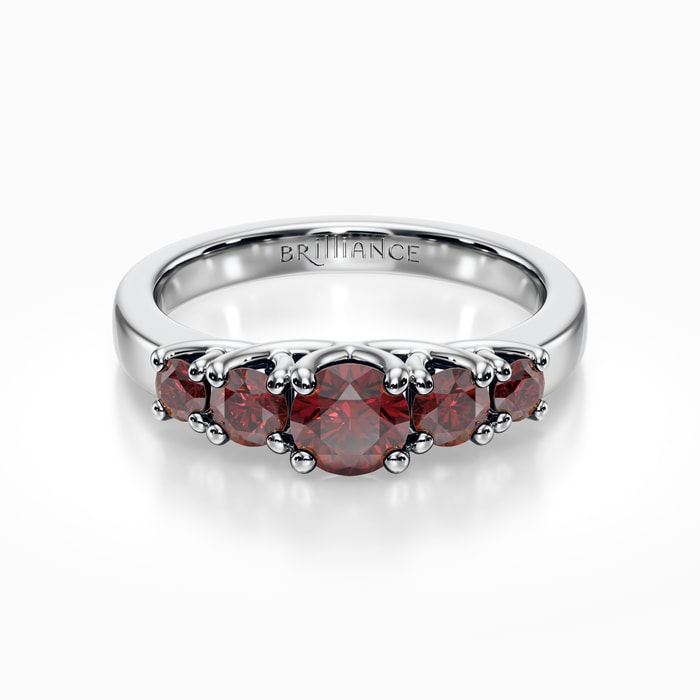 Round Ruby Ring with Trellis Design in White Gold 