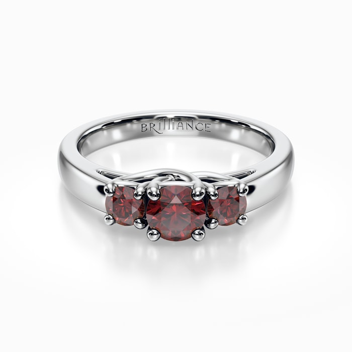 Three Ruby Trellis Ring in Platinum