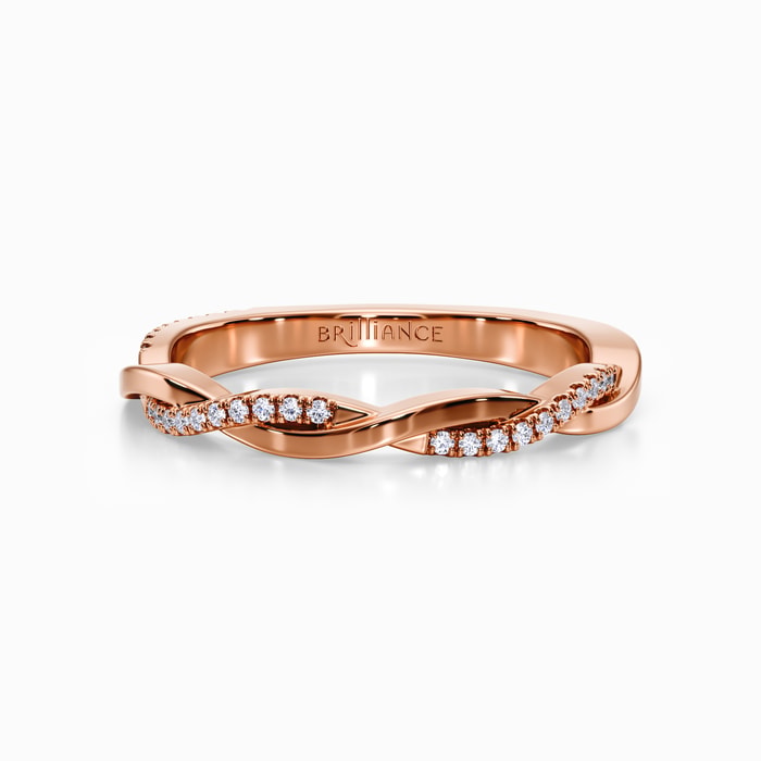 Twisted Diamond Wedding Band in Rose Gold