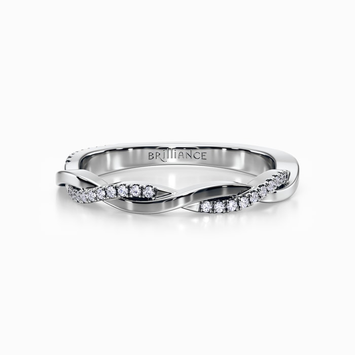 Twisted Diamond Wedding Band in White Gold