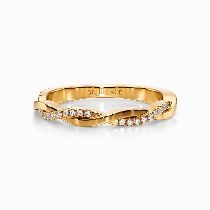 Twisted Diamond Wedding Band in Yellow Gold
