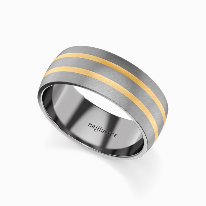 Men's Wedding Ring with Dual Yellow Gold Inlay in Titanium (8 mm)