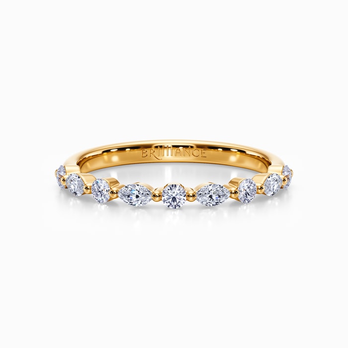 Versailles Halfway Diamond Wedding Ring in Yellow Gold