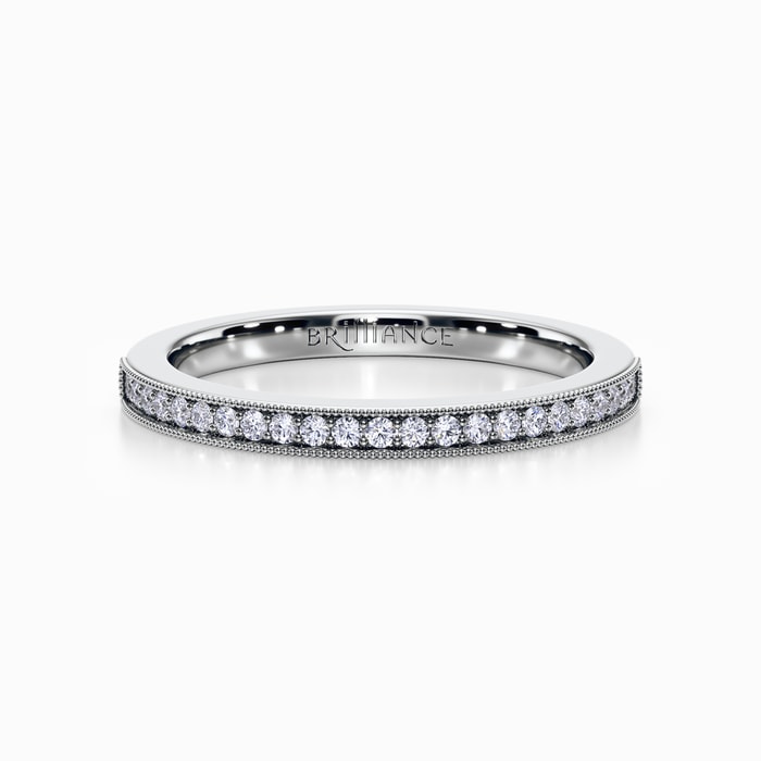 Vintage Milgrain Diamond Wedding Ring in White Gold