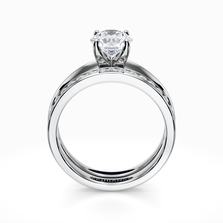 Channel Set Solitaire Solitaire Ring & Channel Diamond Bridal Set in White Gold