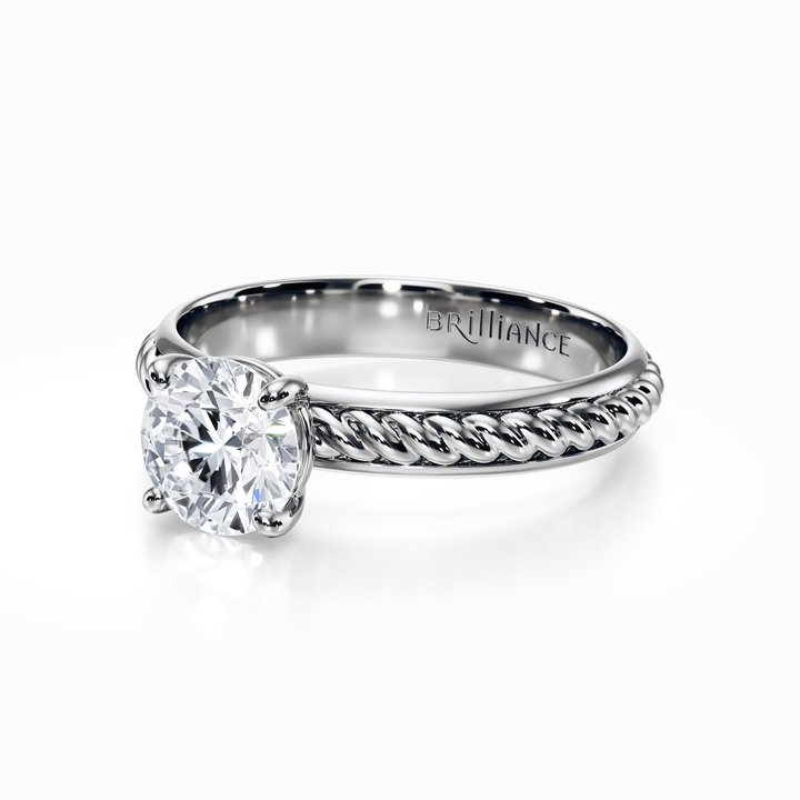 Twisted Rope Diamond Ring Setting In White Gold