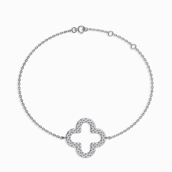 Round Lab Diamond Clover Bracelet in White Gold (0.61 Carat)