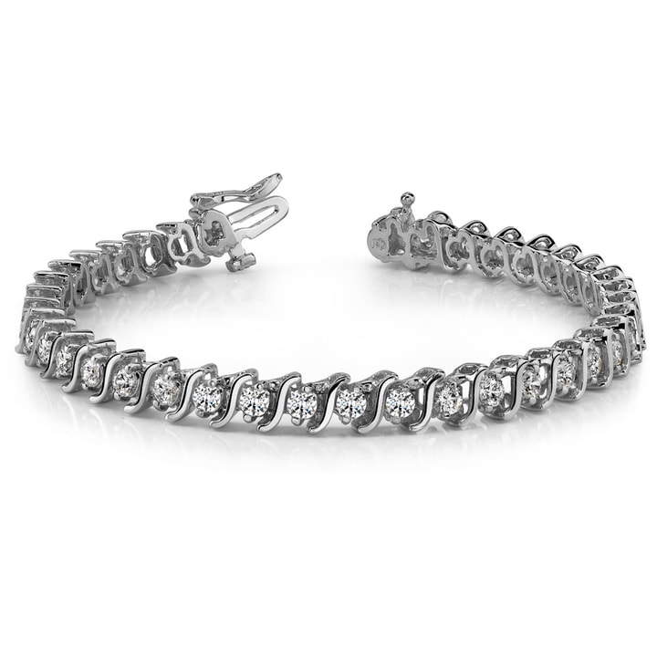 S Link Diamond Tennis Bracelet In White Gold