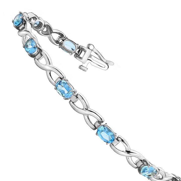 Swiss Blue Topaz Bracelet In White Gold (5 Ctw)
