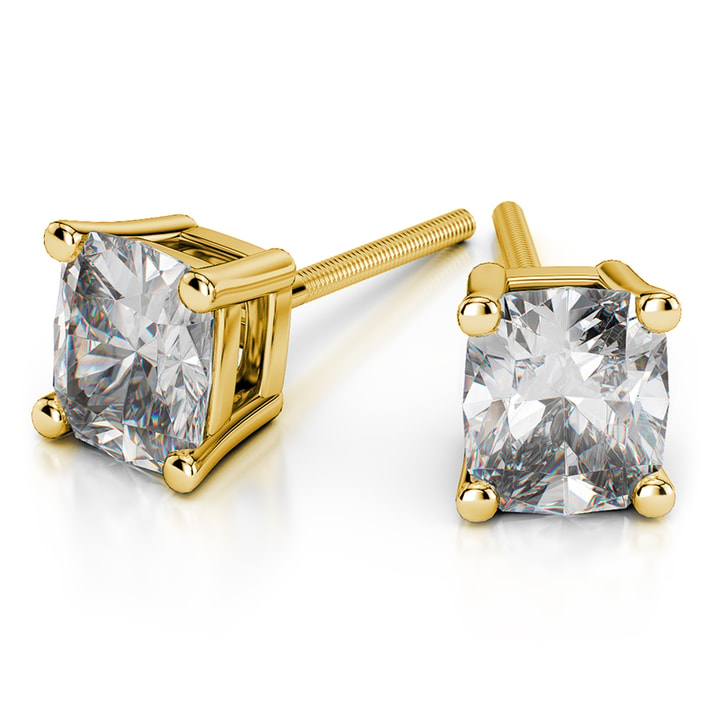 thumbnail image 2 of 2 Ct Princess Cut Created Canary Diamond Earrings (14K Yellow Gold, Screw Backs) 2 of 6
