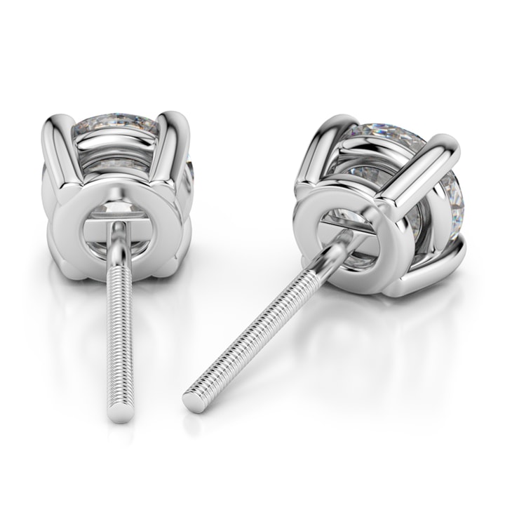 Platinum Diamond Stud Earrings (1 Ctw) display picture 2