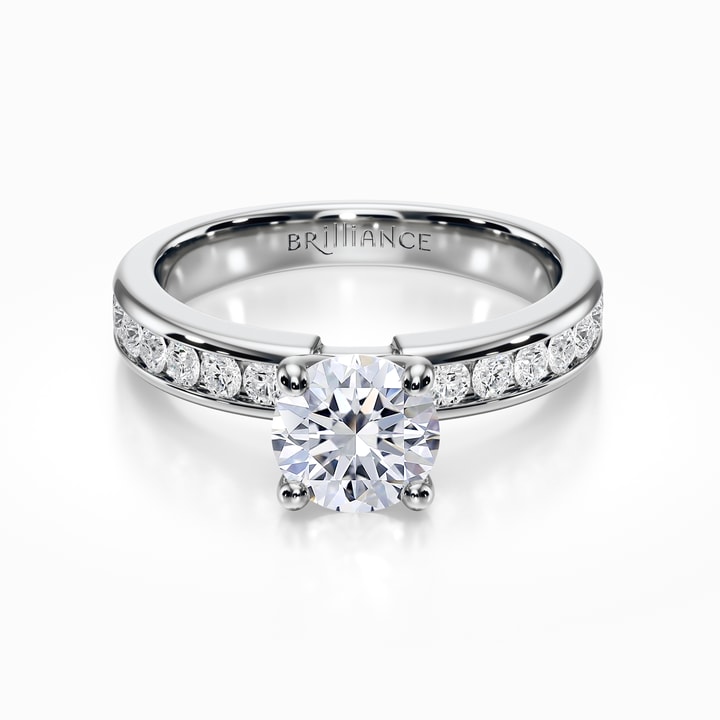 Channel Set Diamond Band Engagement Ring In White Gold