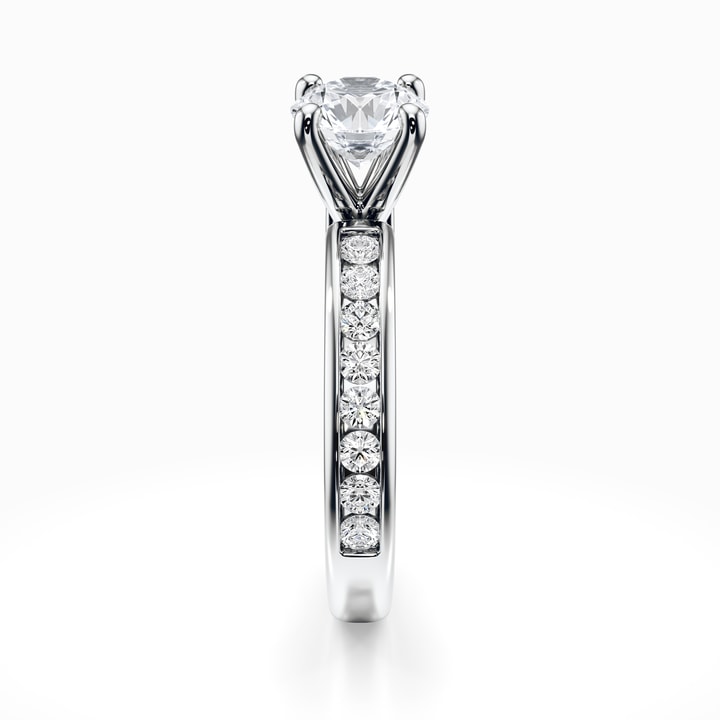 Channel Set Diamond Band Engagement Ring In White Gold