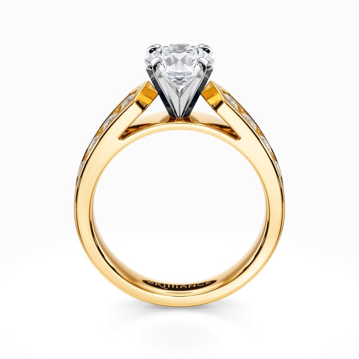 Channel Set Round Diamond Ring Setting In Yellow Gold