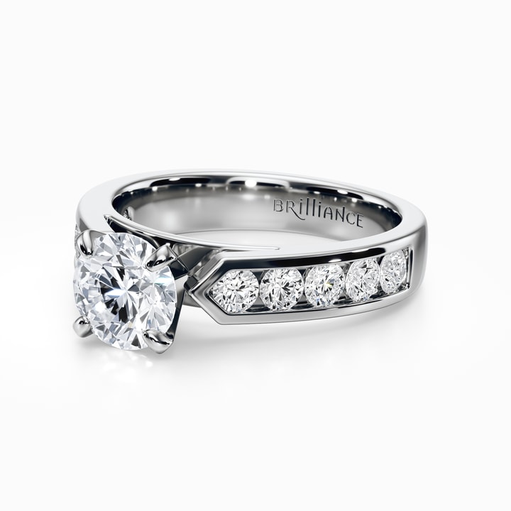 Channel Set Round Diamond Ring Setting In White Gold