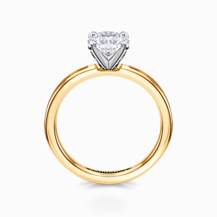 Baguette Channel Diamond Engagement Ring in Yellow Gold